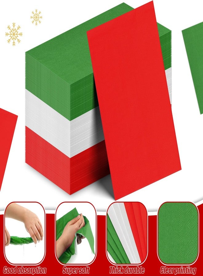 Qilery 120 Pcs Christmas Napkins Bulk 3 Ply Red White Green Disposable Paper Napkins Italy Theme Napkins Hand Towel Tableware for Christmas Family Gathering Dining Banquet and Italian Party Decoration - Image 3